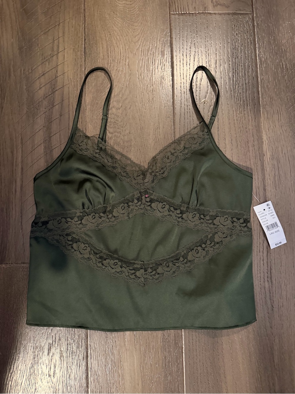 Edikted Olive Green Satin Lace Cami